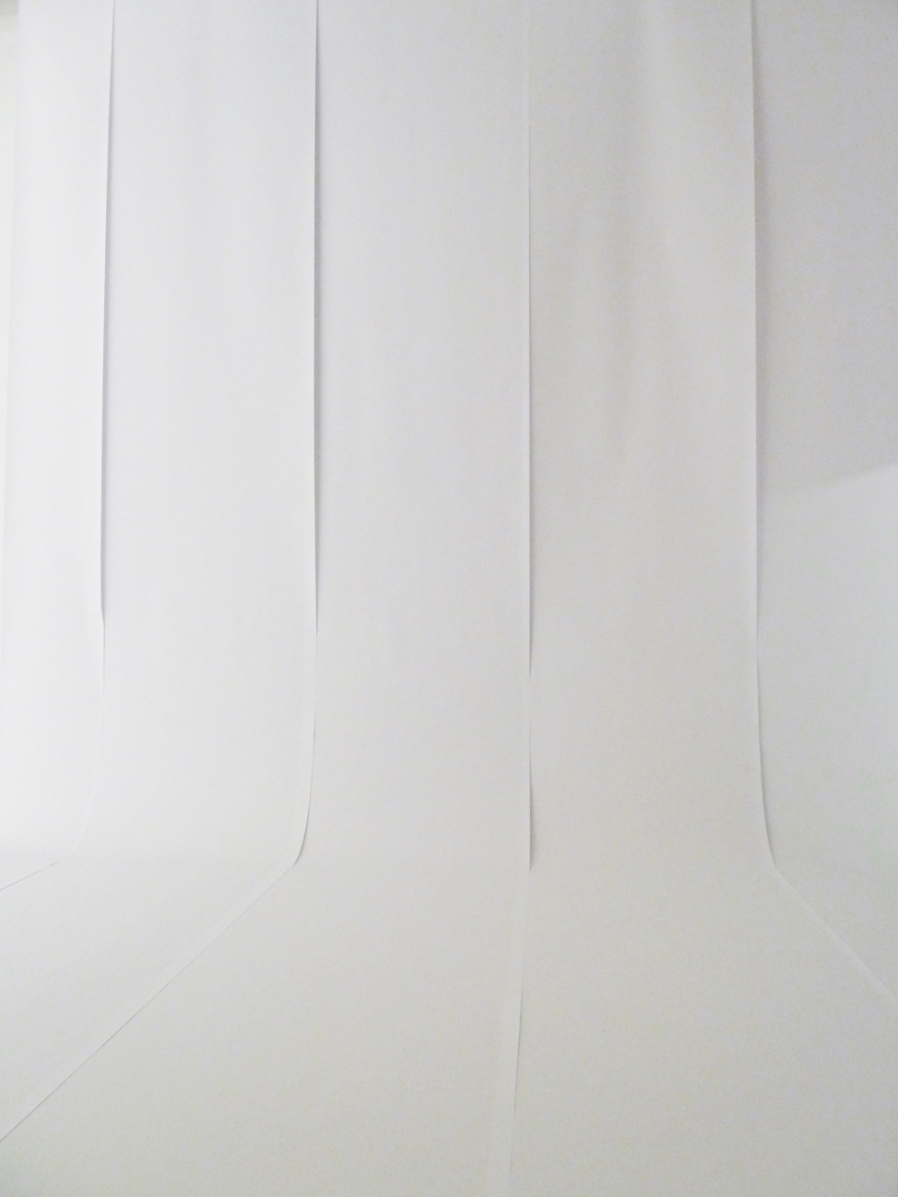 Art, artwork. An installation entitled "The Big Sleep, pole-position" by Nika Span / Nika Špan. Material: bench, chair, Inkjet paper, 4 self-adhesive red dots, red scribers. Exhibition Space: Project Space, Galerija Gregor Podnar, Ljubljana, Slovenia